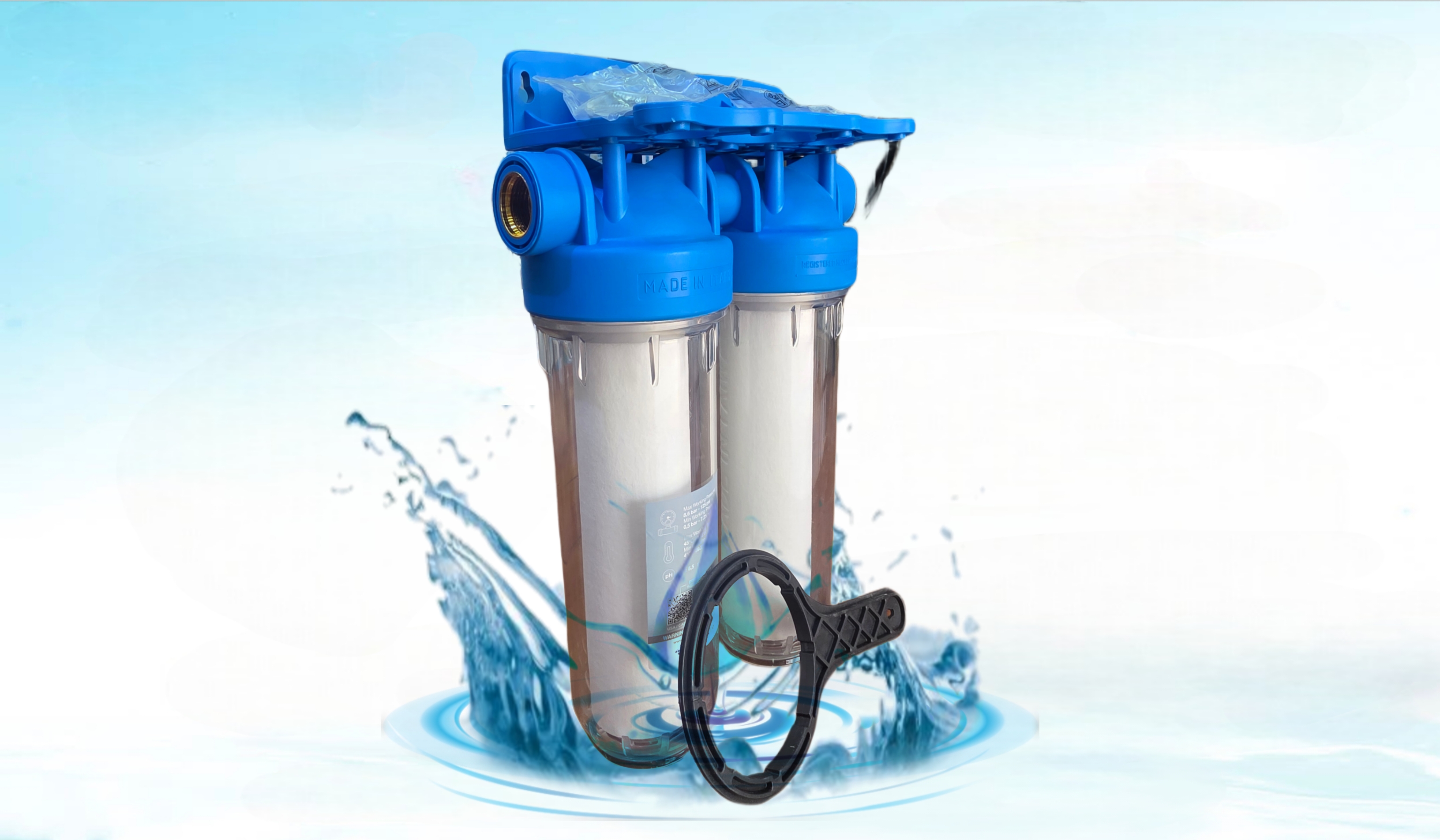 "درع الغسالة المزدوج الايطالي "فلتر تنقية للغسالات المنزلية ثنائي المراحل